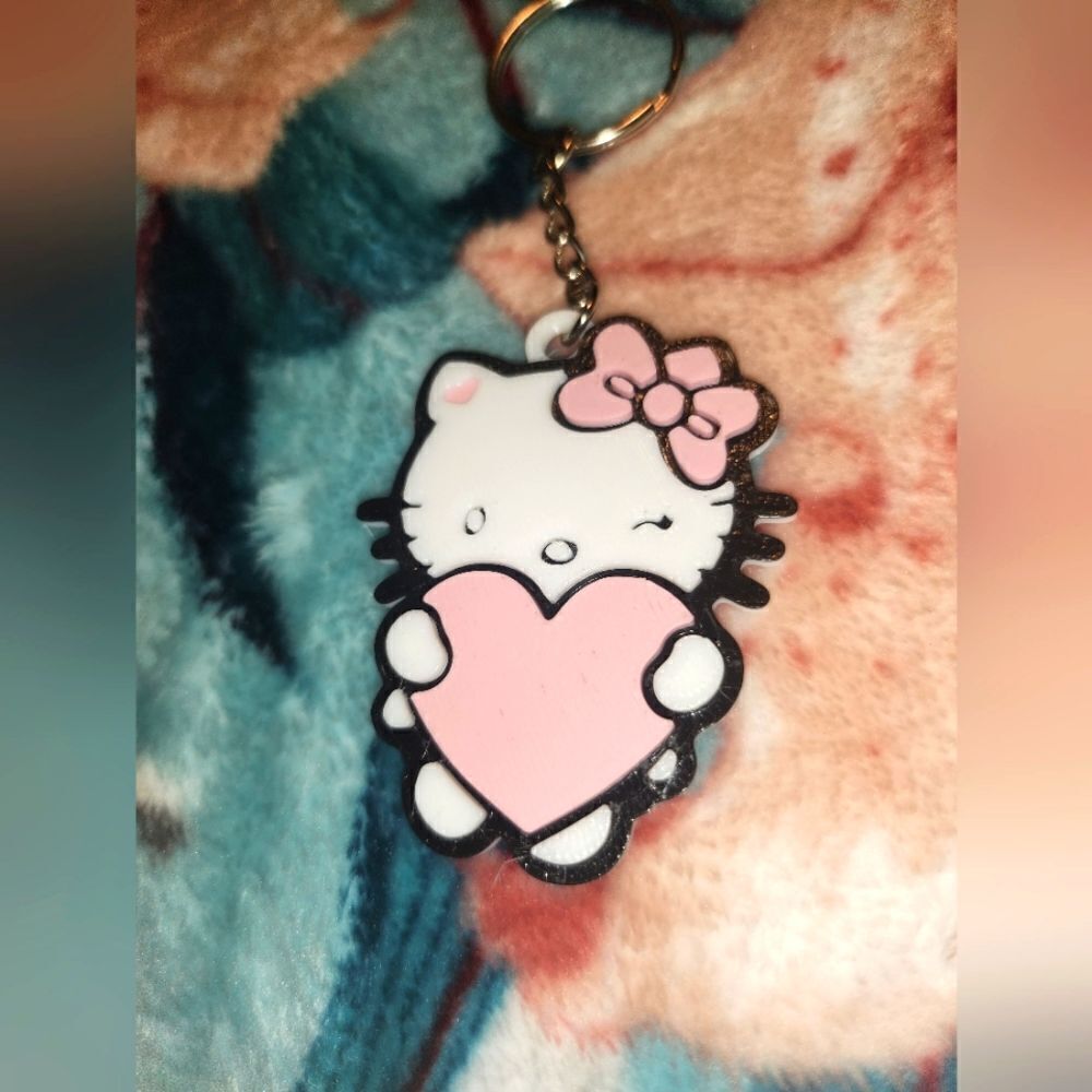 Hello Kitty Keychain with Pink Heart